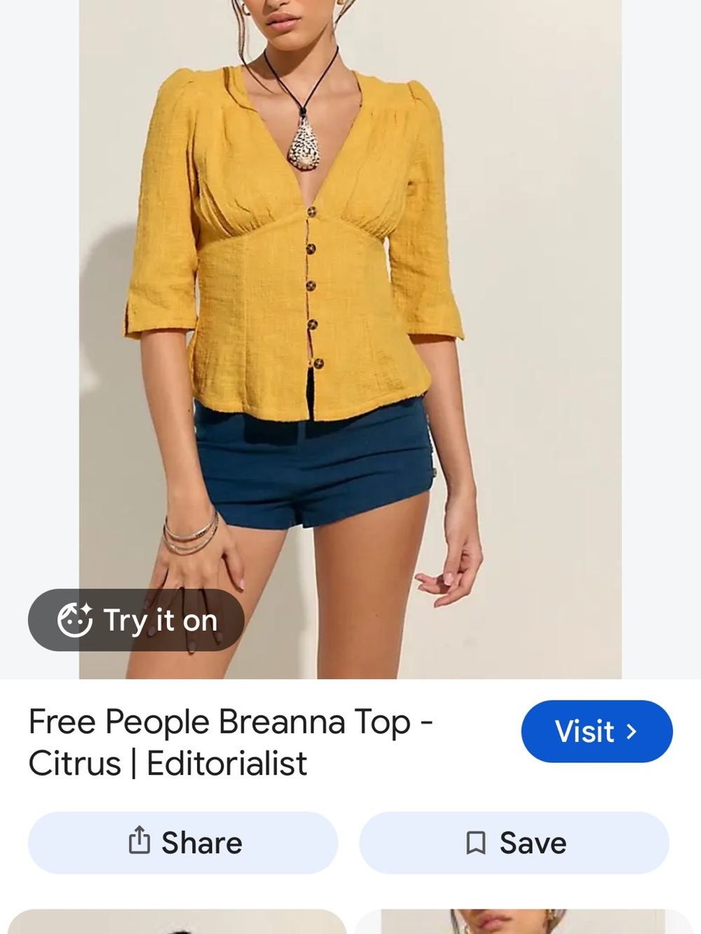 Free People Breanna Button-Front Top in Citrus